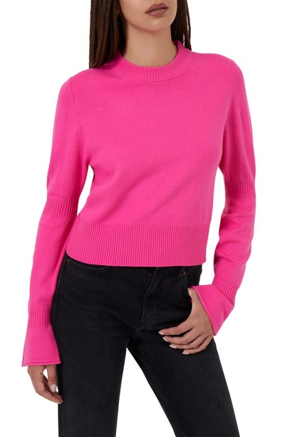 French Connection Women s Babysoft Rib inset long sleeve Sweater In Bright Prosecco Pink ModeSens