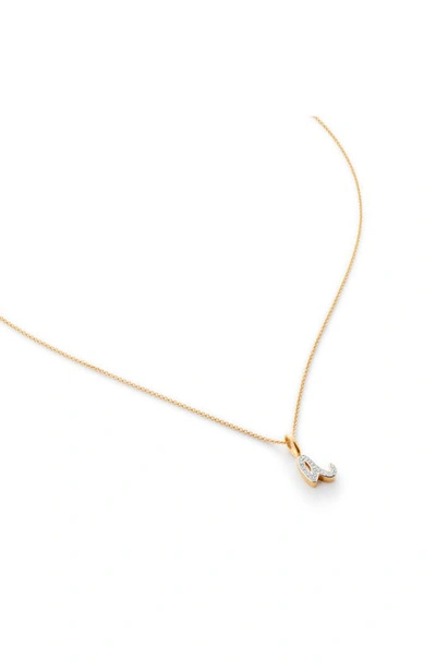 Monica Vinader Diamond Alphabet Pendant Necklace In 18ct Gold Vermeil Sterling A