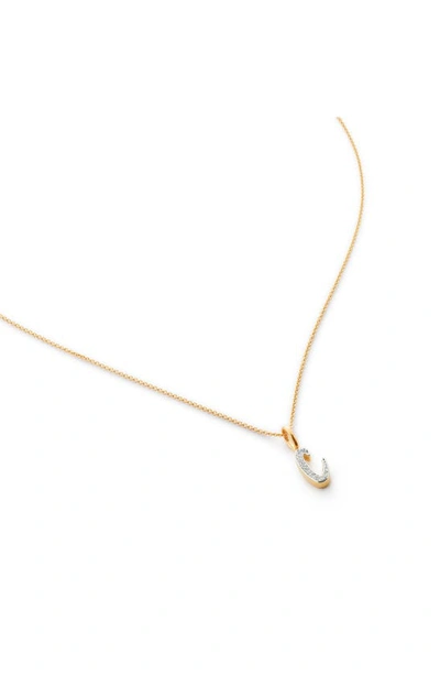 Monica Vinader Diamond Alphabet Pendant Necklace In 18ct Gold Vermeil Sterling C
