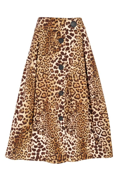 Carolina Herrera Leopard-print Pleated Button-front Midi Skirt In Multi Color