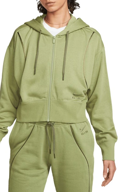 Nike Air Zip-up Crop Hoodie In Alligator/ Medium Olive