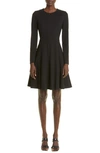 Akris Punto Elements Long Sleeve Jersey Fit & Flare Dress In Black
