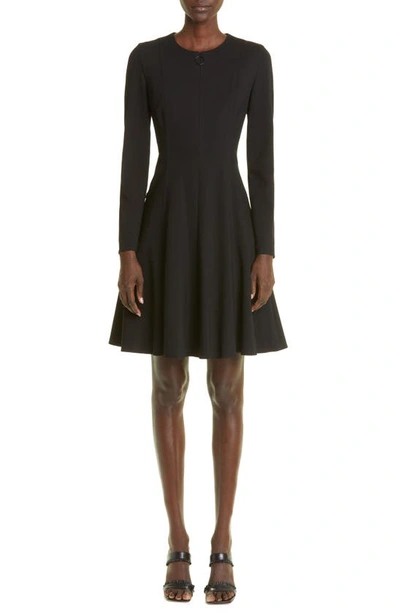 Akris Punto Elements Long Sleeve Jersey Fit & Flare Dress In Black