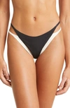 L*space Billie Contrast Edge Bikini Bottoms In Black/ Cream