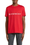 Givenchy Slim Fit Cotton Logo Tee In Red