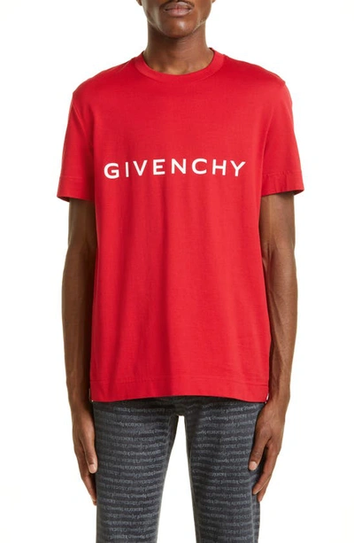 Givenchy Slim Fit Cotton Logo Tee In Red