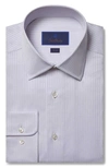 David Donahue Trim Fit Dobby Stripe Dress Shirt In Gray