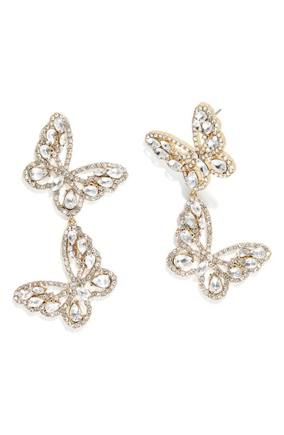 Baublebar Crystal Butterfly Statement Drop Earrings In Gold