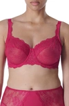 Simone Perele Reve Scalloped Lace Bra In Cranberry