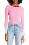 ALICE AND OLIVIA WESTI COLORBLOCK WOOL BLEND SWEATER