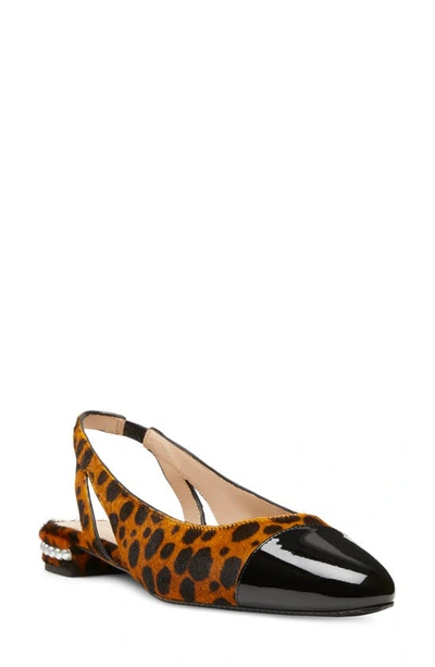 Stuart Weitzman Pearl Genuine Calf Hair Slingback In Toffee/ Black
