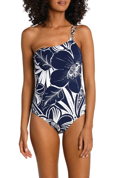 La Blanca Playa One-shoulder One-piece Swimsuit In Indigo