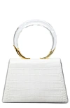 Alexis Bittar Lucite Quad Croc-embossed Top-handle Bag In White Croco