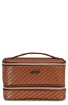 Stephanie Johnson Rosewood Cognac Jenny Train Cosmetics Case In Cognac