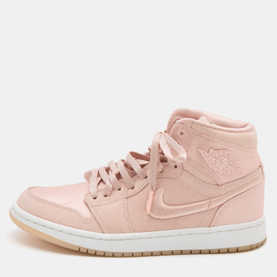 Pre-owned Air Jordans Air Jordan Light Pink Satin And Suede 1 Retro High Season Of Her Sunset Tint High Top Sneakers Size 