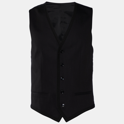 Pre-owned Dolce & Gabbana Black Cotton Trim Detail Vest M
