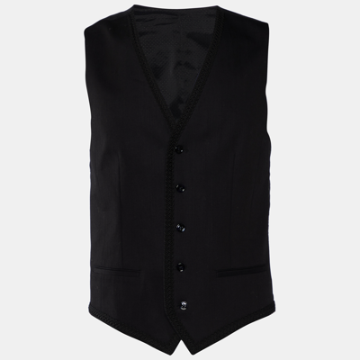 Pre-owned Dolce & Gabbana Black Cotton Trim Detail Waistcoat M