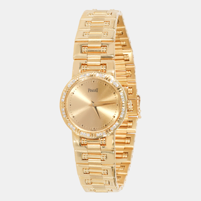 Pre-owned Piaget Champagne Diamond 18k Yellow Gold Dancer 80563 K81 Quartz Women's Wristwatch 23 Mm