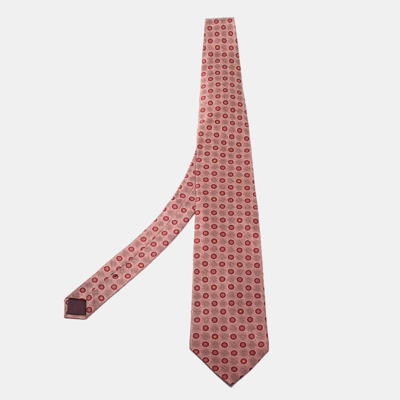 Pre-owned Lanvin Red/cream Jacquard Silk Tie