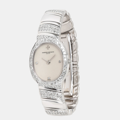 Pre-owned Vacheron Constantin Silver Diamond 18k White Gold Absolues 27036/pb Quartz Women's Wristwatch 19 Mm