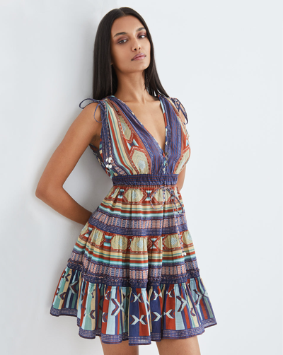 Veronica Beard Mayim Printed Cotton-voile Mini Dress In Clay Multi