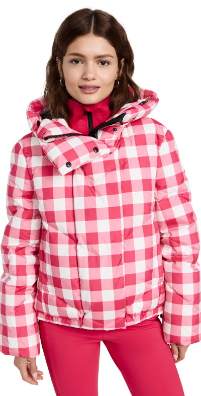 Goldbergh Pink Bardot Gingham Print Ski Jacket