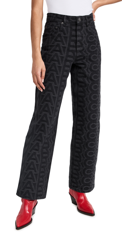 Marc Jacobs Monogram Denim Pants In Black Cotton