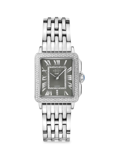 Gv2 Women's Padova 27 X 30mm Silvertone Stainless Steel & 0.15 Tcw Diamond Bracelet Watch In Grey