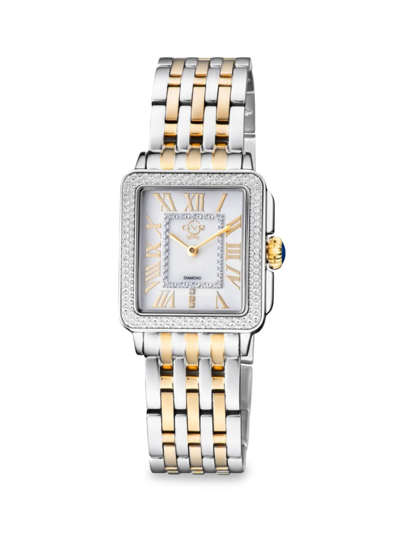 Gv2 Women's Padova 27 X 30mm Two Tone Stainless Steel & 0.15 Tcw Diamond Bracelet Watch In Sapphire