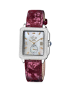 GV2 WOMEN'S BARI 34MM STAINLESS STEEL, DIAMOND, MOTHER OF PEARL & LEATHER STRAP WATCH
