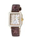 GV2 WOMEN'S BARI 34MM STAINLESS STEEL, DIAMOND, MOTHER OF PEARL & LEATHER STRAP WATCH