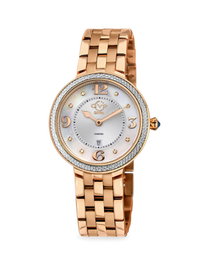 Gv2 Women's Verona 37mm Rose Goldtone Stainless Steel, Mother Of Pearl & 0.05 Tcw Diamond Bracelet Watch