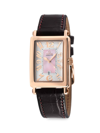 GEVRIL WOMEN'S AVENUE OF AMERICAS 25MM ION PLATED ROSE GOLDTONE STAINLESS STEEL & LEATHER STRAP WATCH