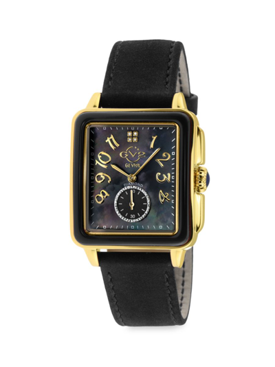 Gv2 Women's Bari 34mm Stainless Steel, Diamond, Mother Of Pearl & Leather Strap Watch In Sapphire