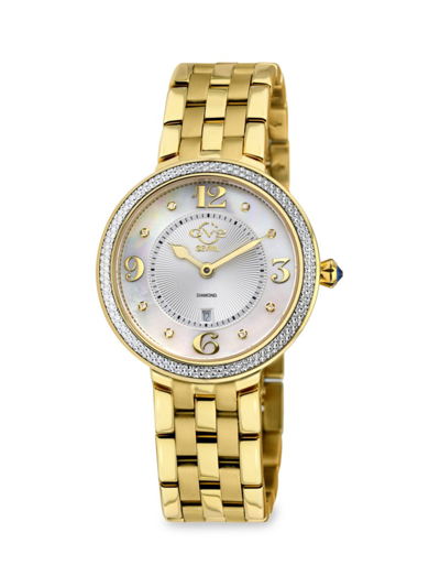 Gv2 Women's Verona 37mm Goldtone Stainless Steel, Mother Of Pearl & 0.05 Tcw Diamond Bracelet Watch In Sapphire