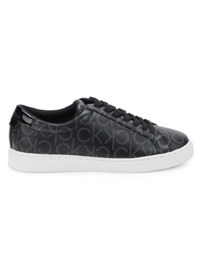 Calvin Klein Logo-debossed Low-top Sneakers In Black