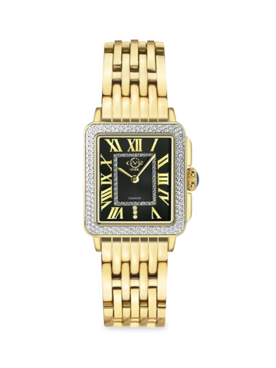 Gv2 Women's Padova 27 X 30mm Goldtone Stainless Steel & 0.15 Tcw Diamond Bracelet Watch In Black