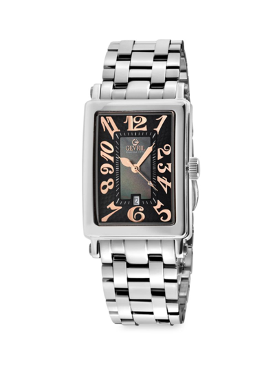 Gevril Women's Avenue Of Americas 25mm Stainless Steel Bracelet Watch In Black