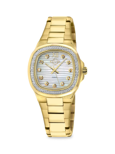 Gv2 Women's Potente 33mm Goldtone Stainless Steel & 0.13 Tcw Diamond Bracelet Watch In Sapphire