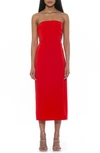 Alexia Admor Ellie Strapless Midi Length Dress In Red