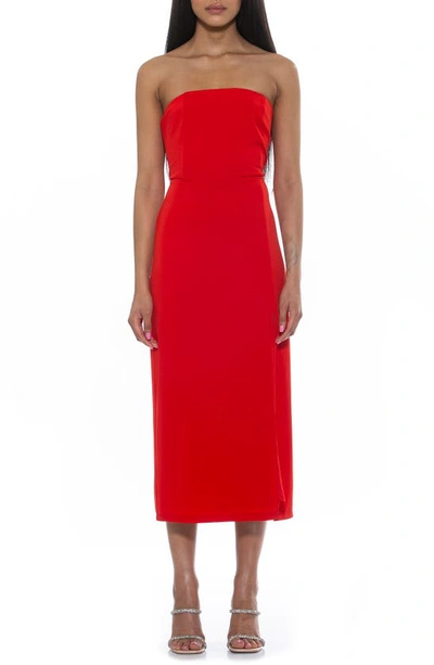 Alexia Admor Ellie Strapless Midi Length Dress In Red