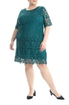 Nina Leonard Crochet Lace Sheath Dress In Radiant Teal