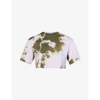 OFF-WHITE OFF-WHITE C/O VIRGIL ABLOH WOMEN'S MILITARY LILAC BLING BLING LOGO-EMBELLISHED TIE DYE-PRINT CROPPED,58536026