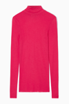 Cos Slim-fit Merino Wool Turtleneck Top In Pink