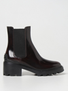 Tod's Brushed Leather Ankle Boots In Wine