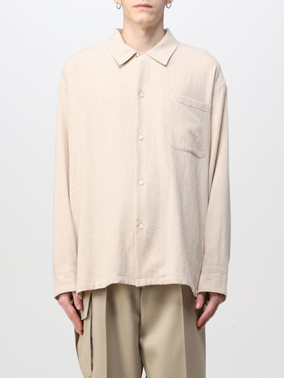 Cmmn Swdn Long Sleeve Shirt Cut To A Relaxed Silhouette Beige Wool 