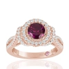 SUZY LEVIAN ROSE STERLING SILVER CREATED RUBY AND WHITE CUBIC ZIRCONIA ANNIVERSARY RING