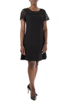 Nina Leonard Cap Sleeve A-line Dress In Black