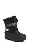 Sorel Kids' Snow Commander Insulated Waterproof Boot In Black/ Charcoal