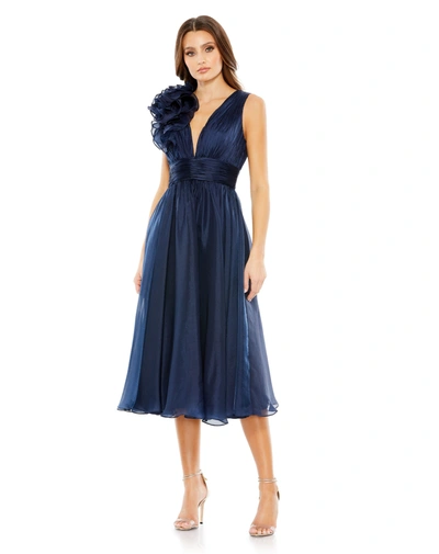 Mac Duggal Plunging Ruffled A-line Cocktail Dress In Midnight